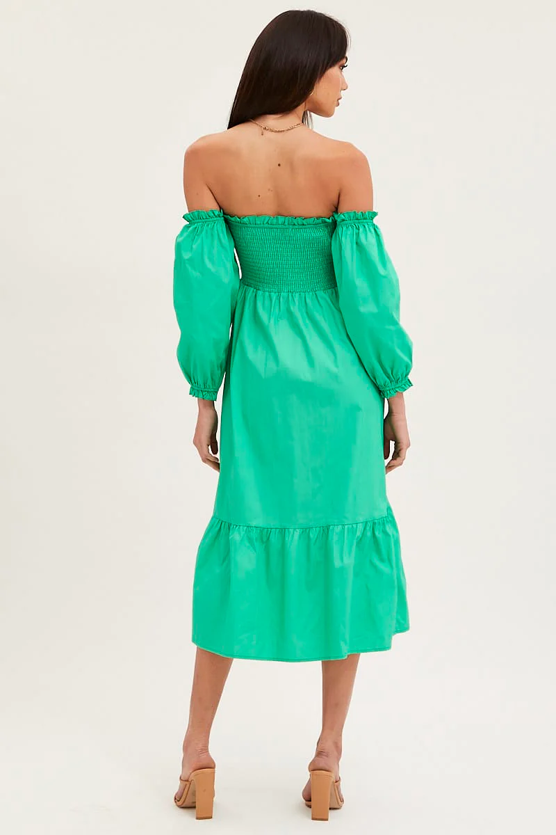 Green Dress Off Shoulder Maxi - Image 5