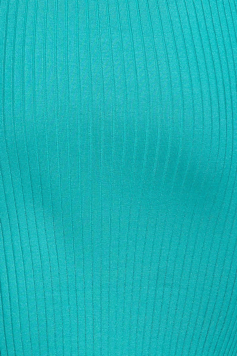 Green Dress Short Sleeve Midi Collared Knit - Image 6