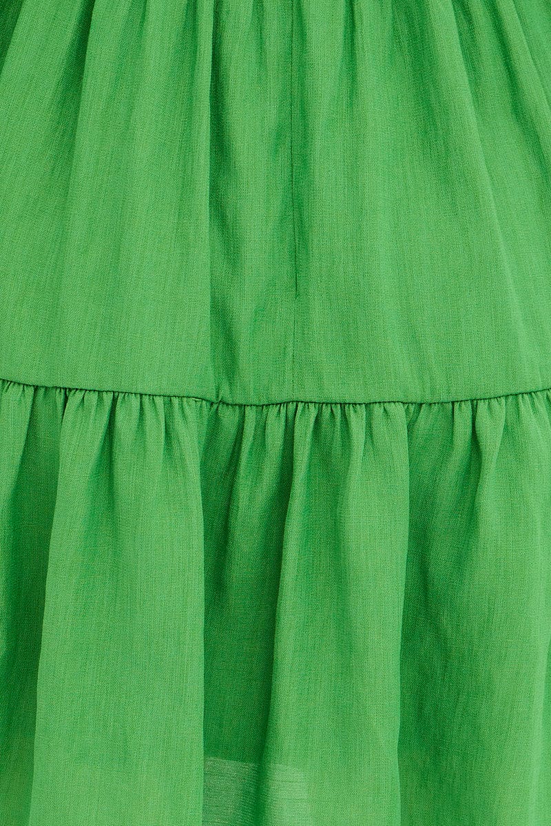 Green Fit And Flare Dress Long Sleeve Mini - Image 6