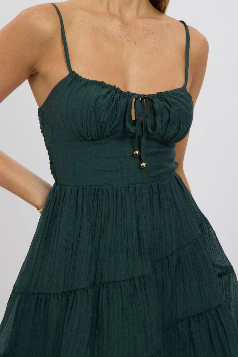 Green Fit And Flare Dress Mini Tiered - Image 6