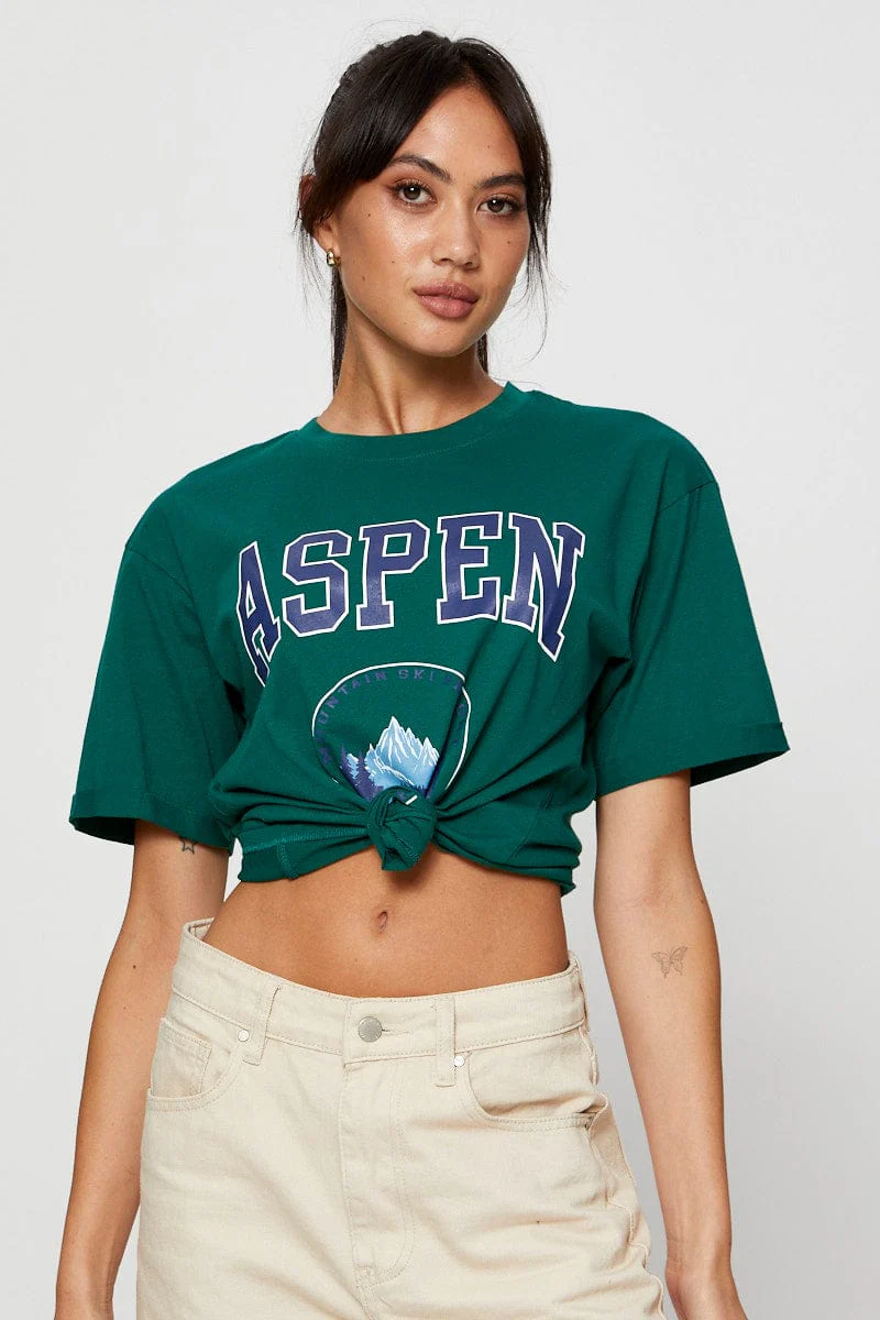 Green Graphic T-Shirt Short Sleeve - Image 3
