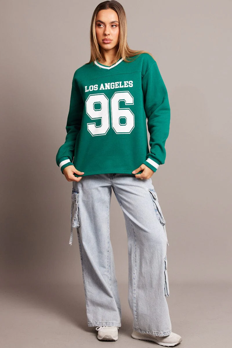 Green Graphic Tee Long Sleeve - Image 2