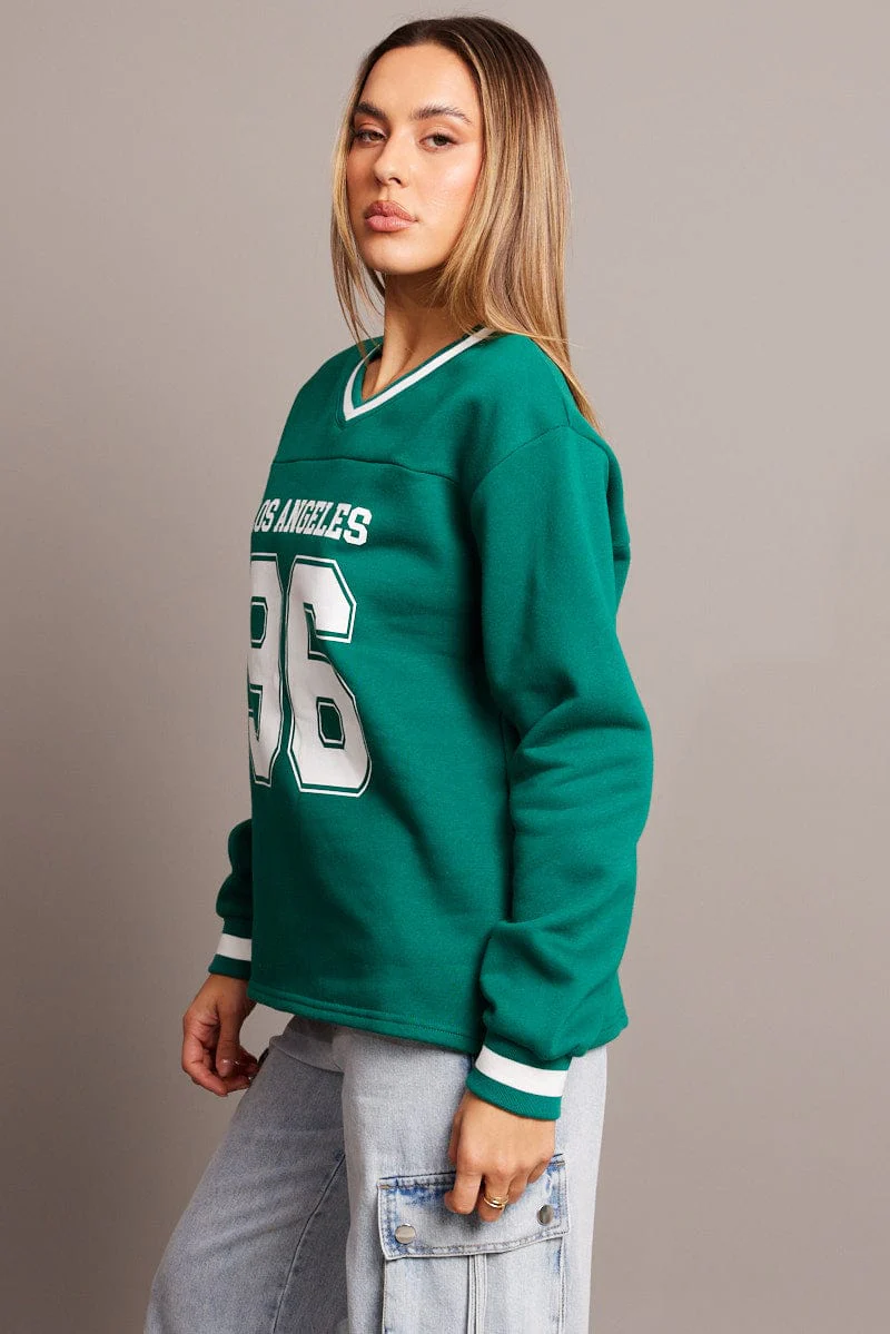 Green Graphic Tee Long Sleeve - Image 4