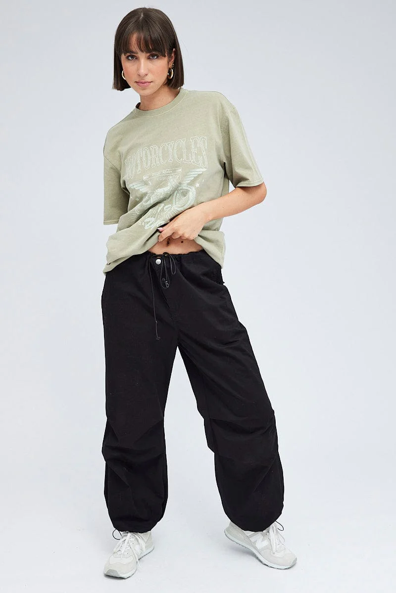 Green Graphic Tee Short Sleeve Round Neck - Image 2