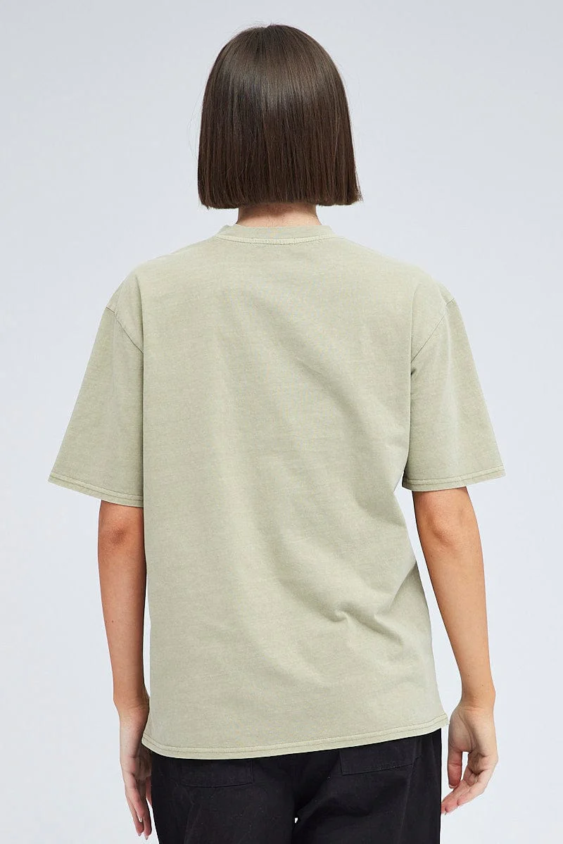 Green Graphic Tee Short Sleeve Round Neck - Image 5