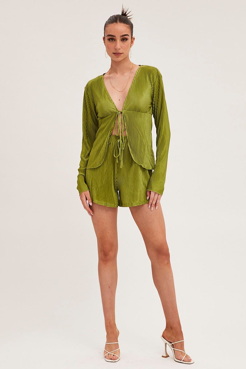 Green High Waist Shorts - Image 3