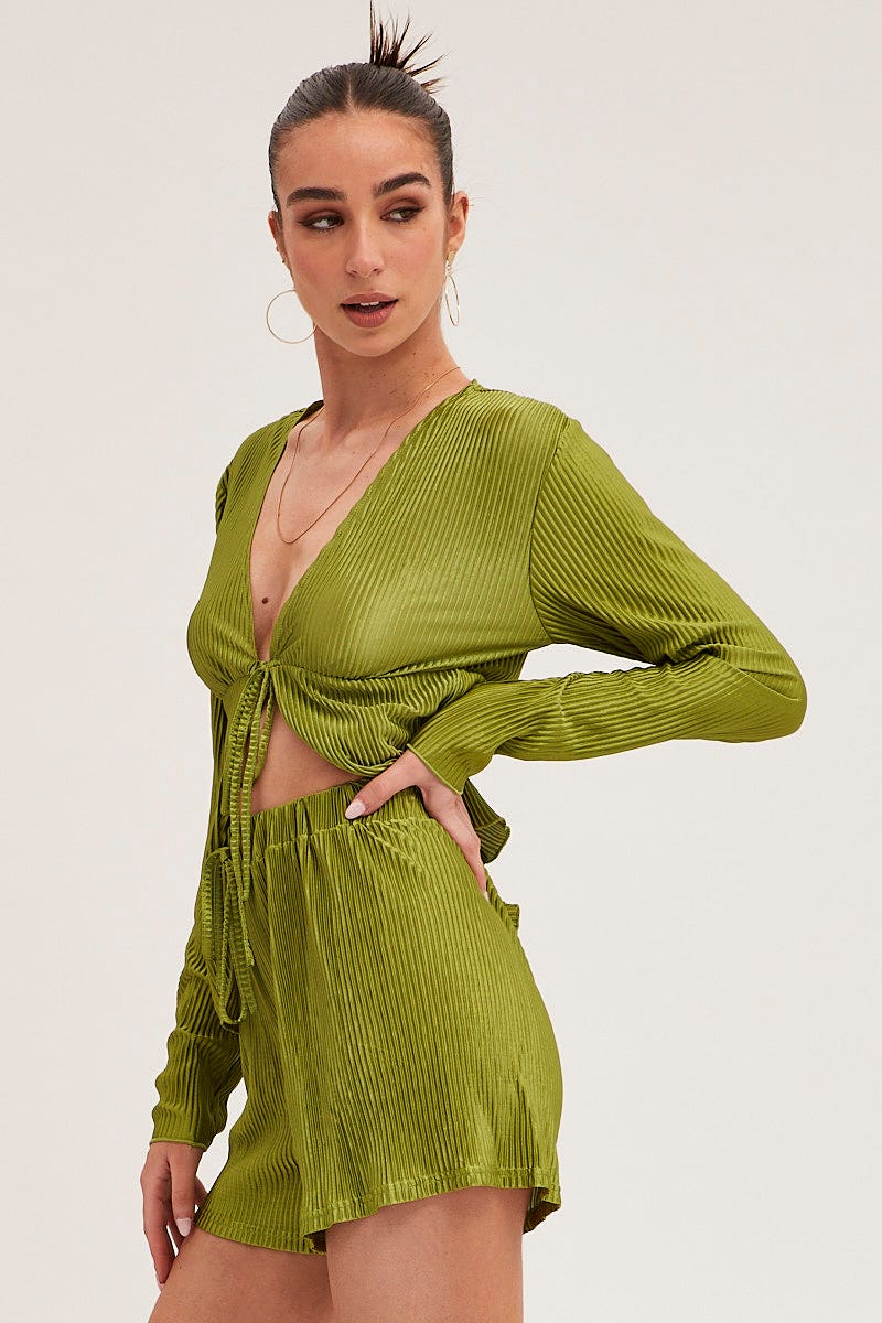 Green High Waist Shorts - Image 5