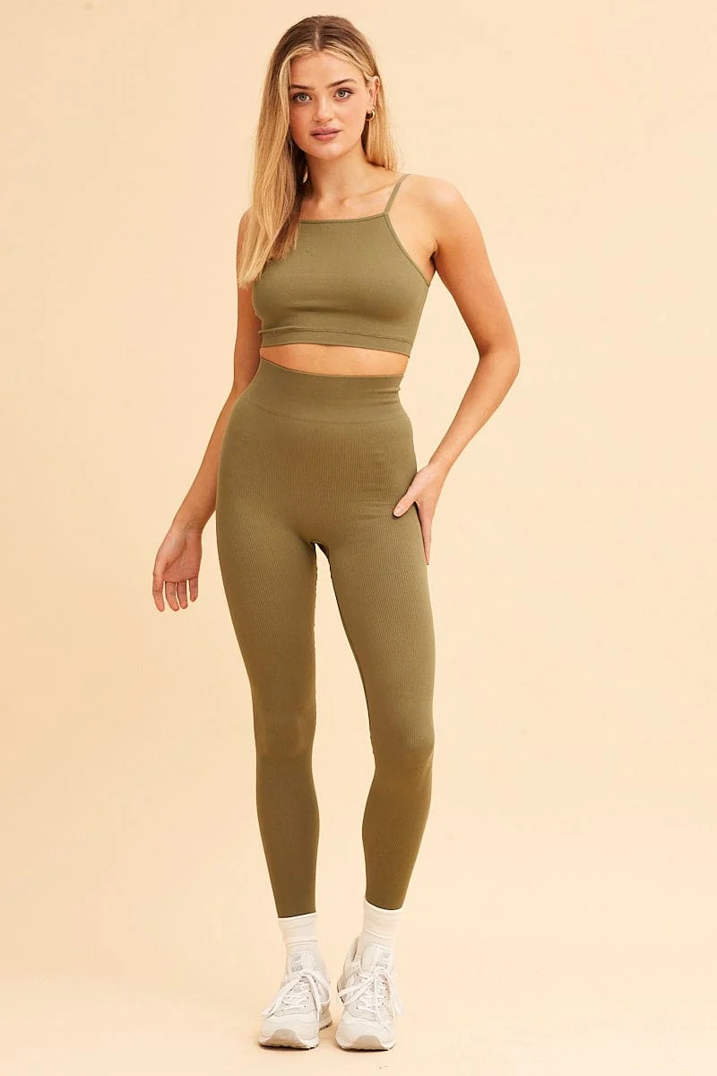 Green Highneck Seamless Cami - Image 2