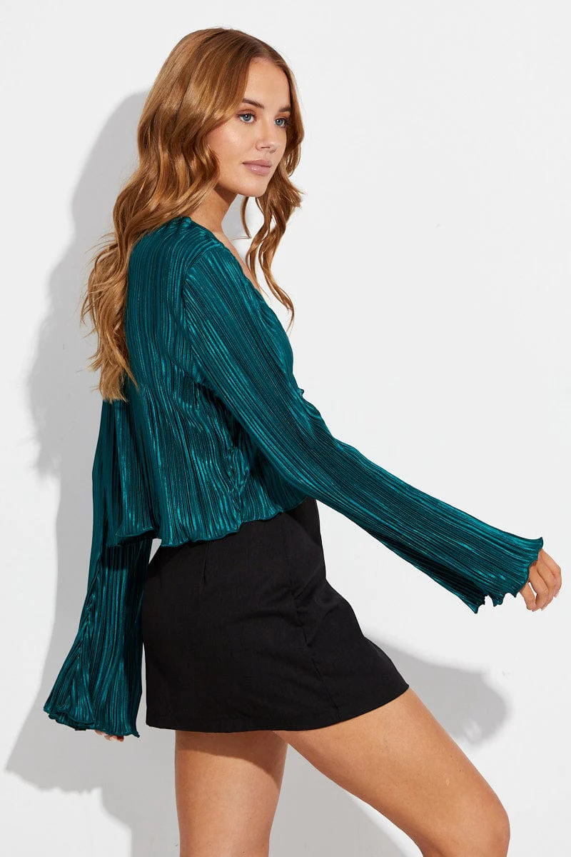 Green Jacket Long Sleeve V Neck With Chain Details - Image 4