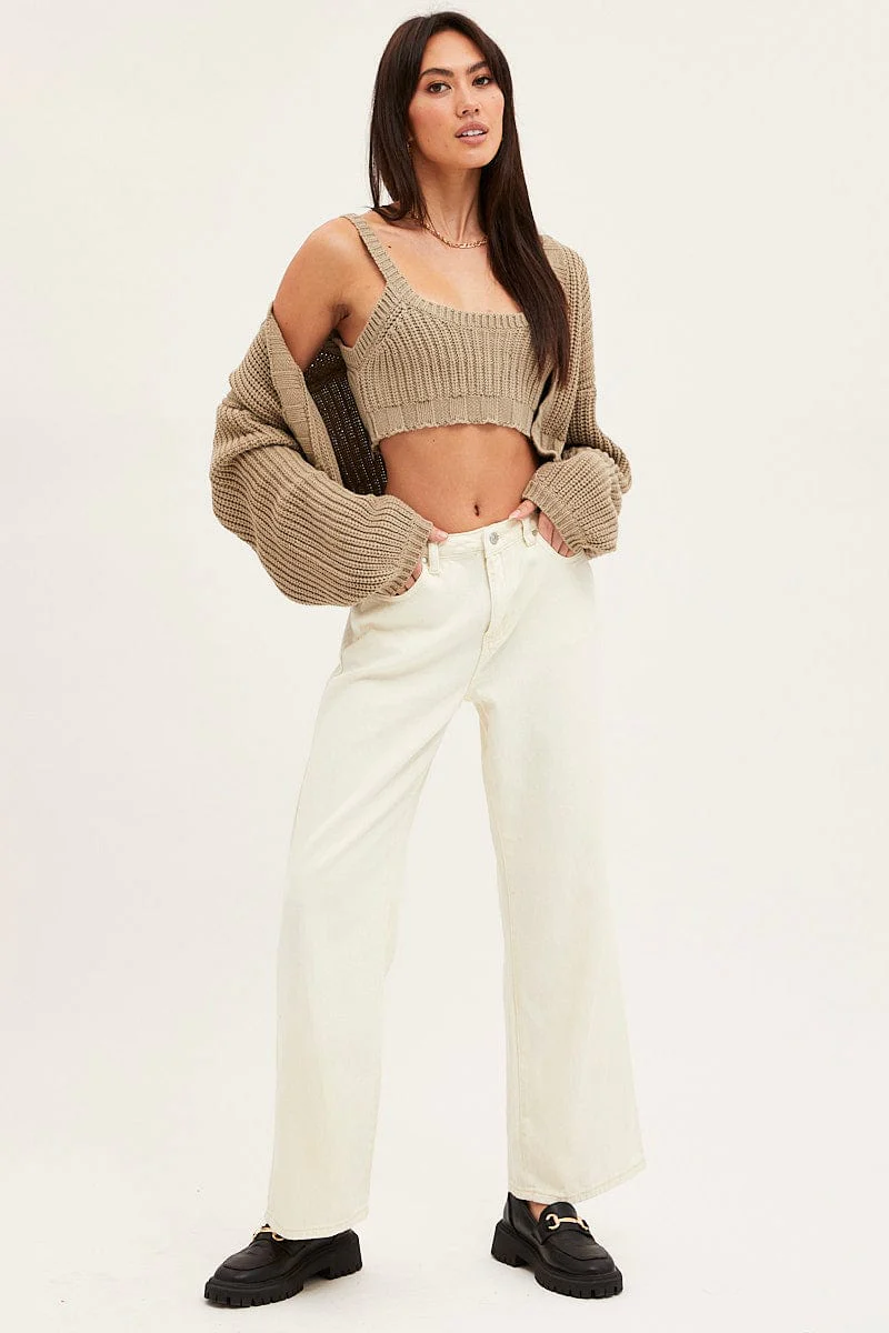 Green Knit Top Sleeveless Crop - Image 3