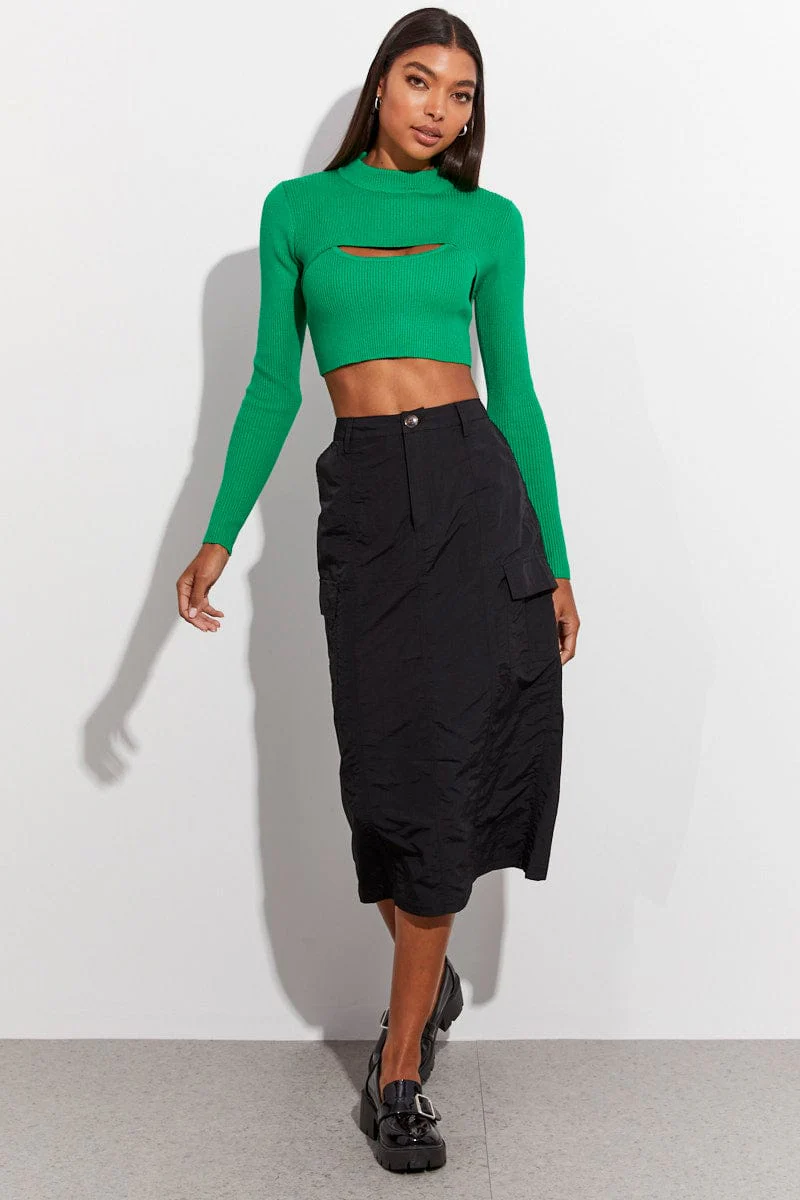 Green Knitted Cami Top And High Neck Shrug Set - Image 2