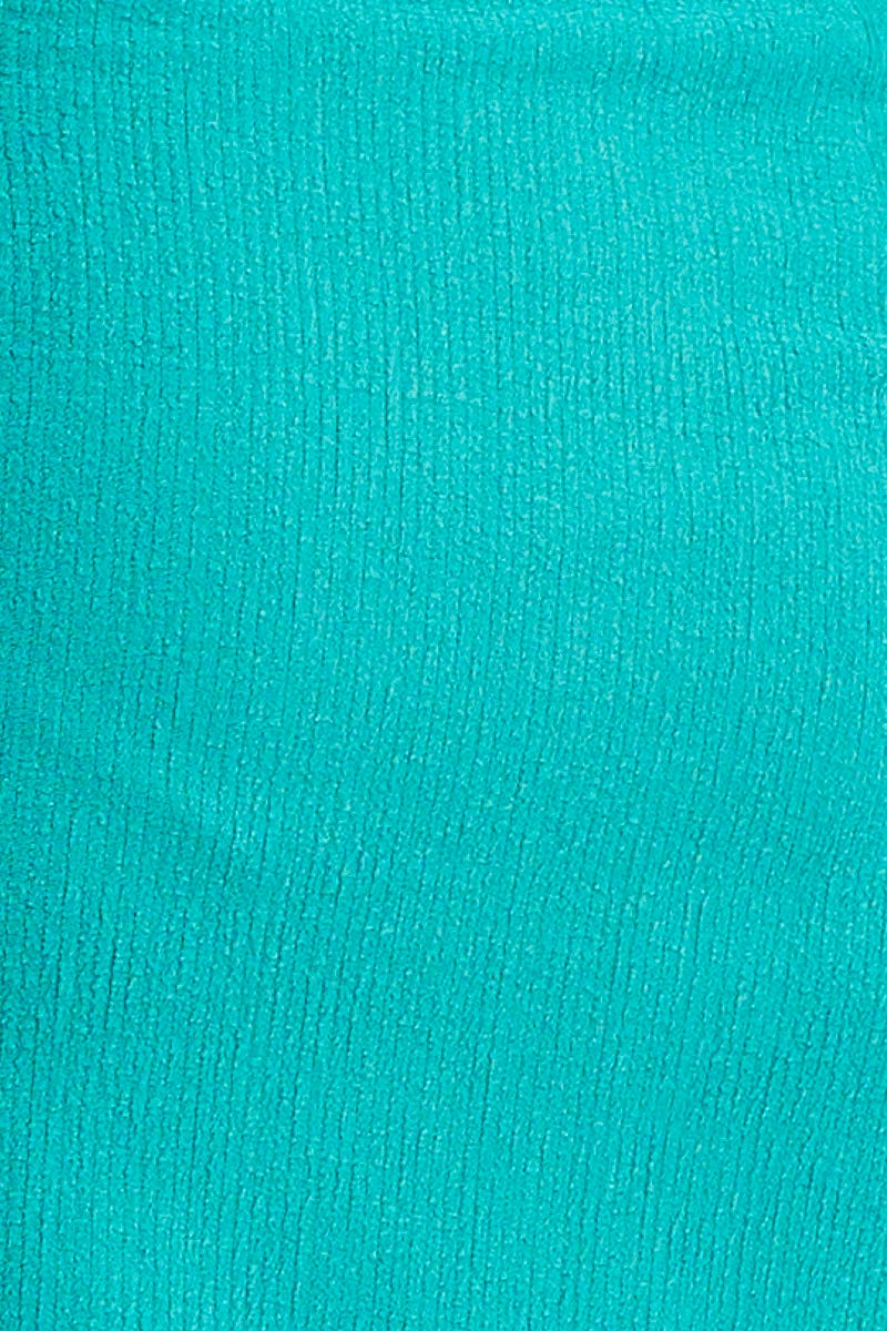 Green Long Sleeve Tie Front Textured Tie Top - Image 6