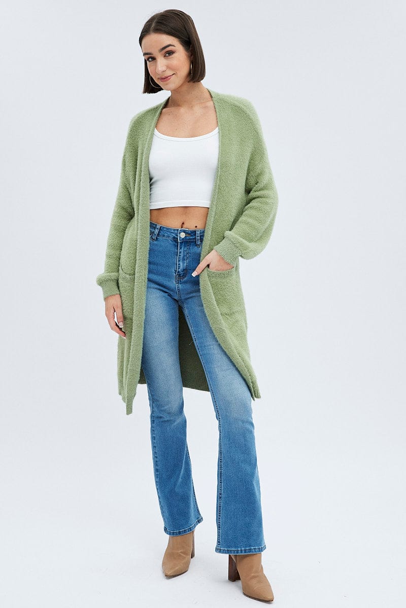 Green Longline Cardigan Fluffy - Image 2