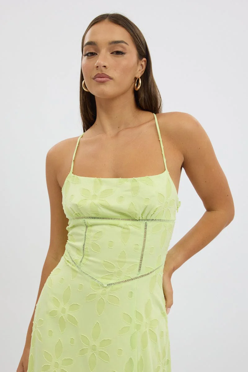 Green Maxi Dress Jacquard Lace - Image 2