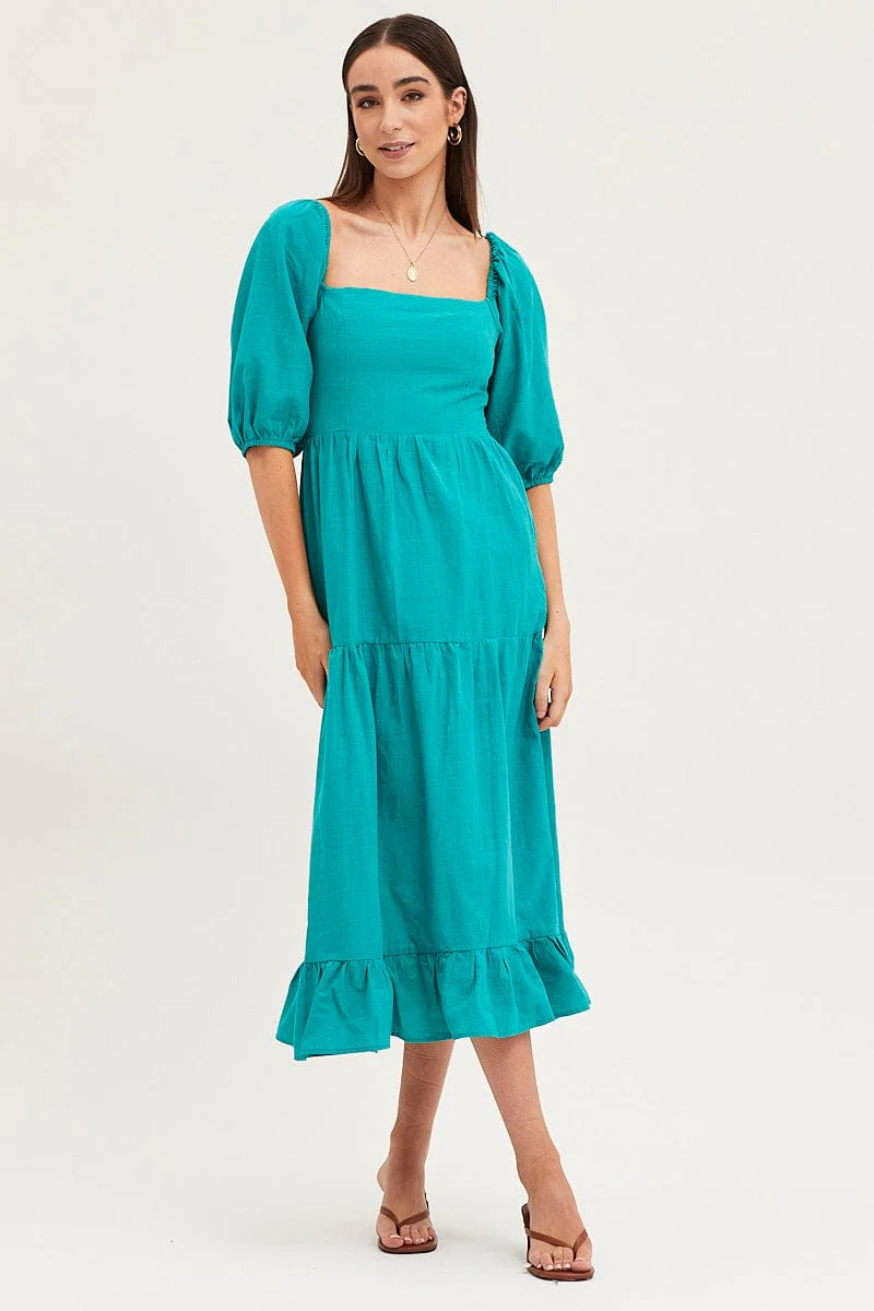 Green Maxi Dress Linen - Image 3