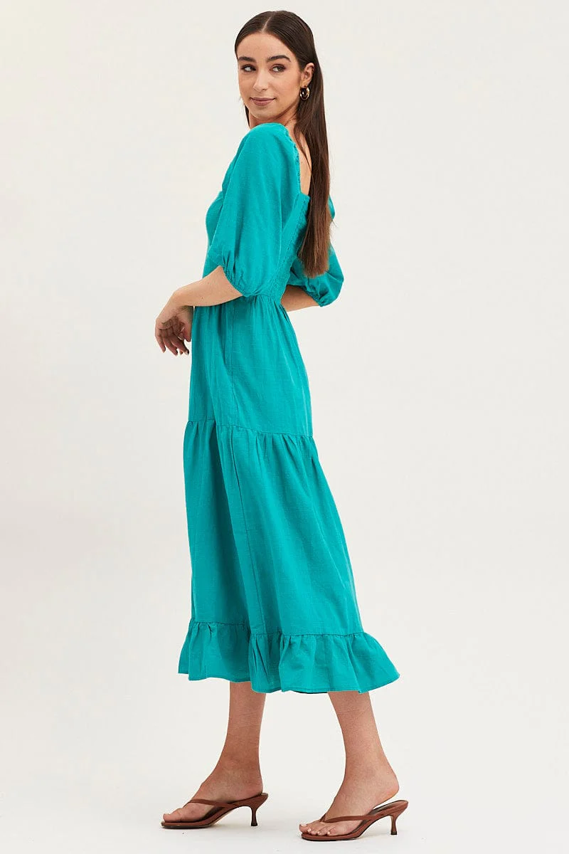 Green Maxi Dress Linen - Image 4