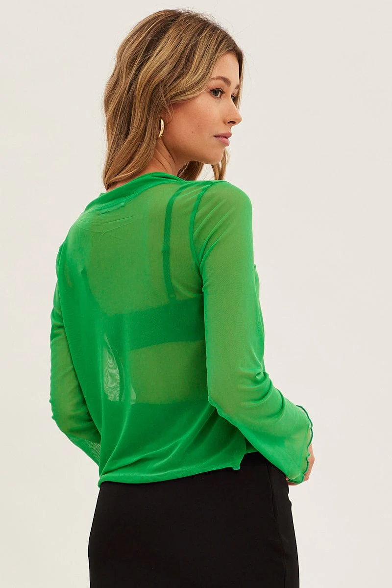 Green Mesh Cardigan Long Sleeve - Image 5