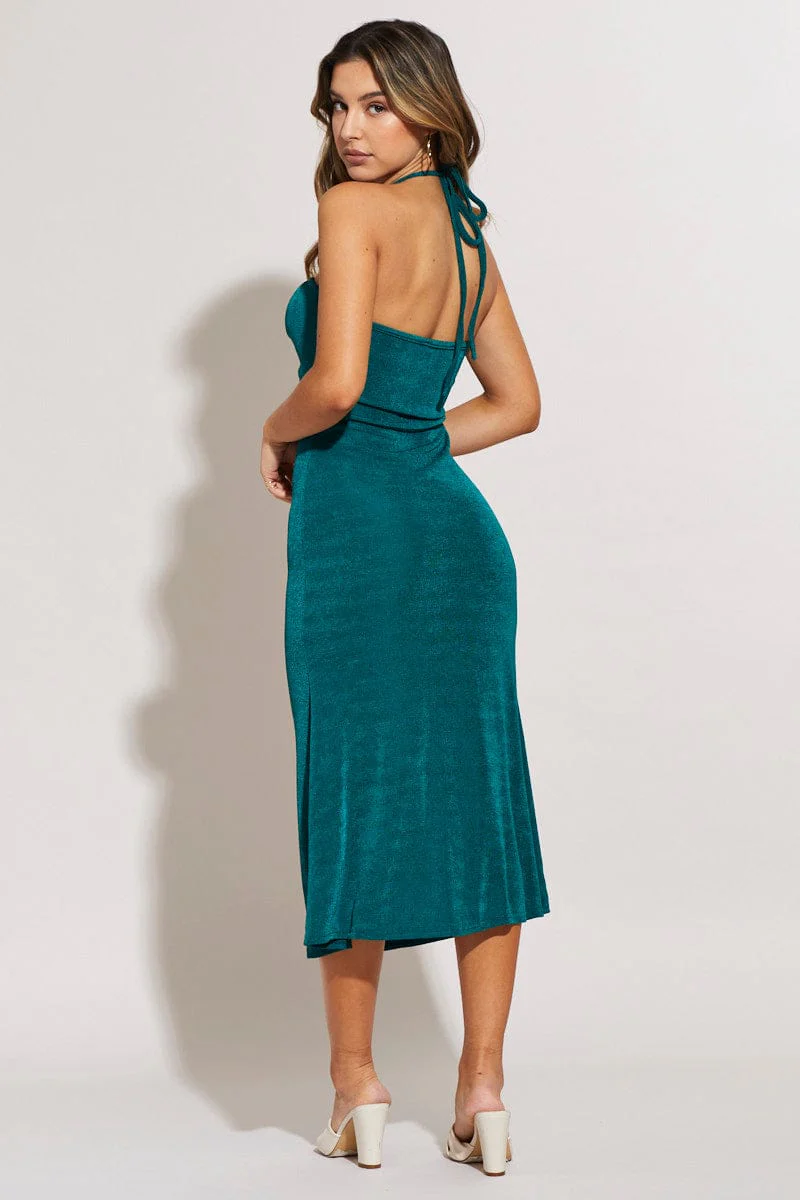 Green Midi Dress Keyhole - Image 4