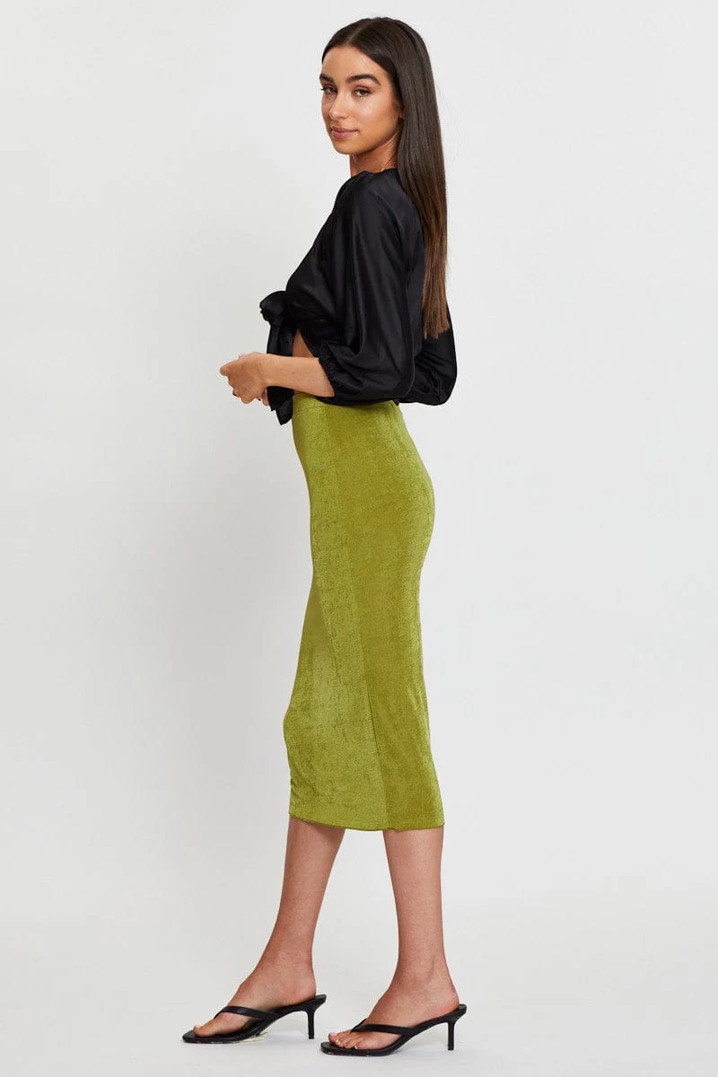 Green Midi Skirt Bodycon - Image 4