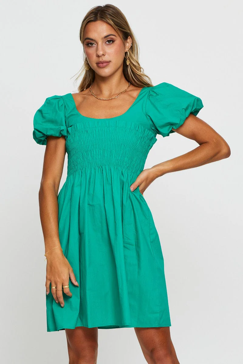 Green Mini Dress Short Sleeve - Image 3