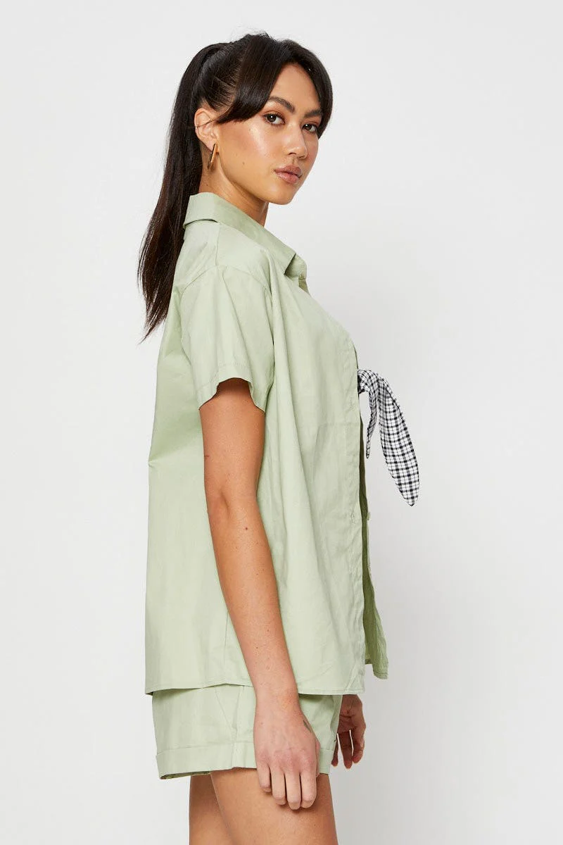 Green Oversized Shirts Collared - Image 4
