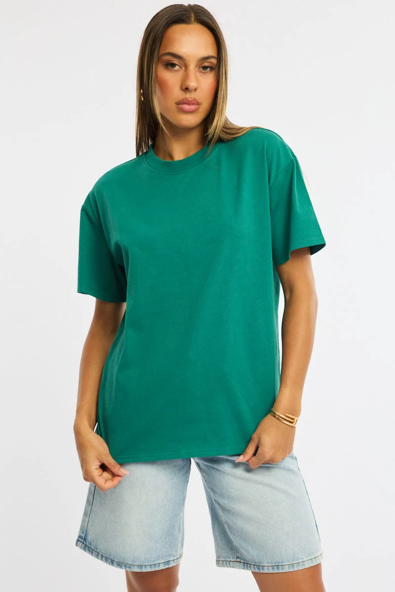 Green Oversized Tee Short Sleeve