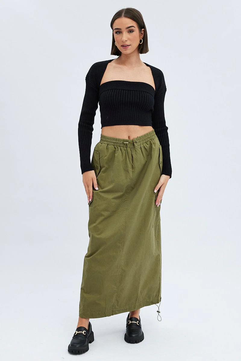 Green Parachute Skirt Maxi - Image 3