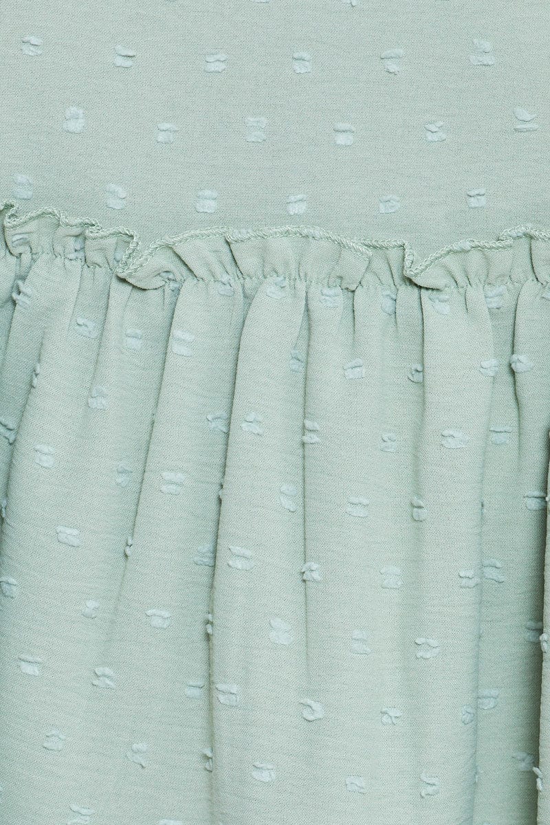 Green Peplum Top Short Sleeve Button Front - Image 6