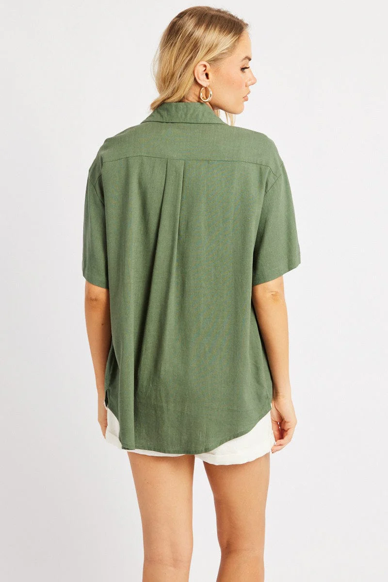 Green Relaxed Shirt Short Sleeve Ric Rac - Image 5