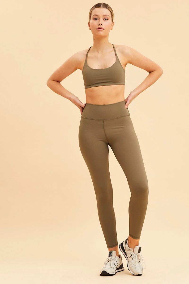 Green Rib Legging Active Stretch Full Length - Image 3