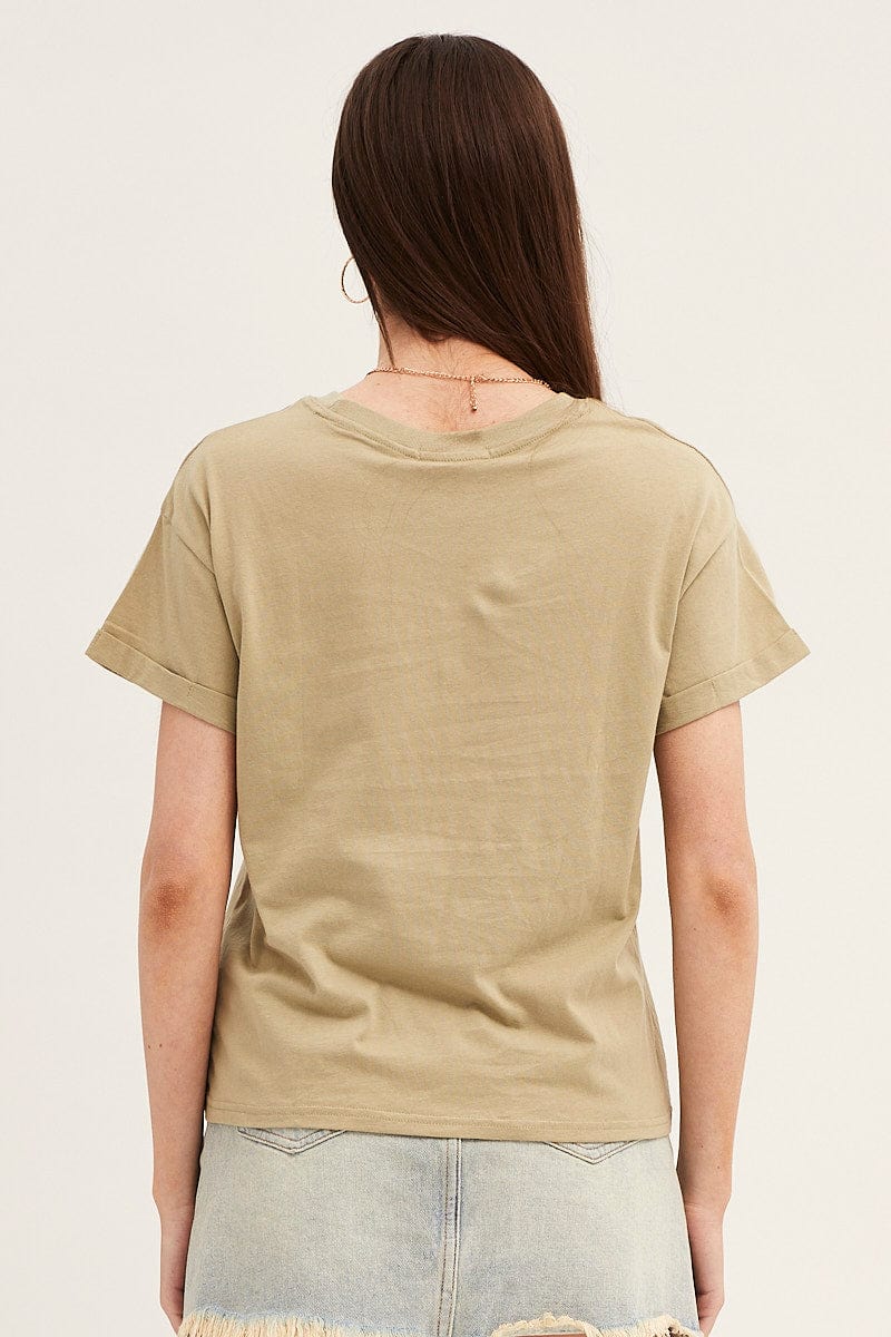 Green Roll Sleeve Crew Neck Tee - Image 5