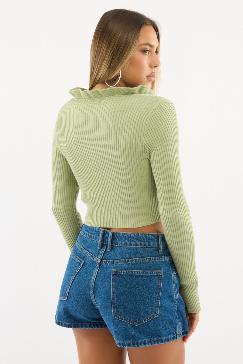 Green Ruffle Cardigan Long Sleeve - Image 4