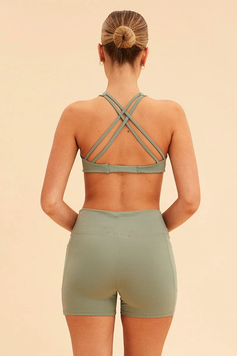 Green Sara V Waistband Bike Short - Image 5