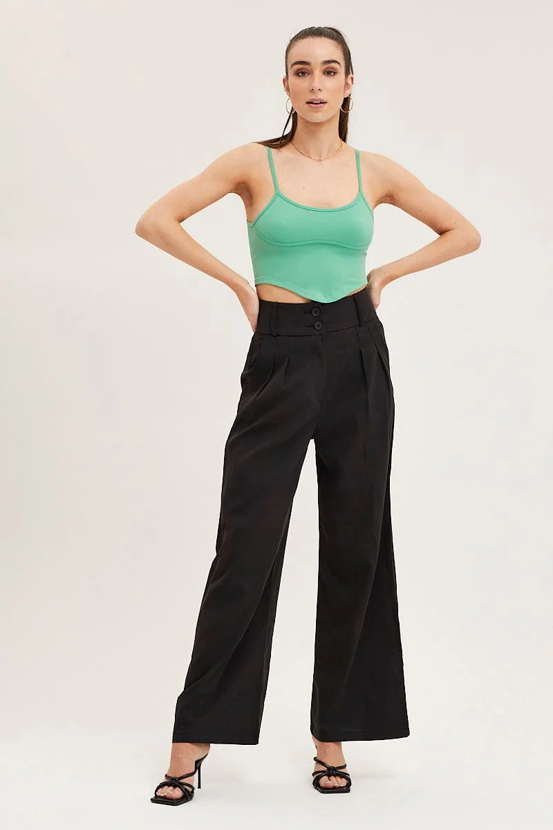 Green Seamless Corset Detail Singlet Top - Image 2