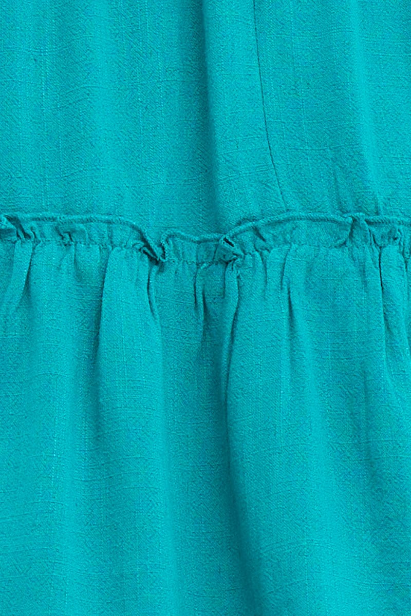 Green Shirred Bust Skater Dress - Image 6
