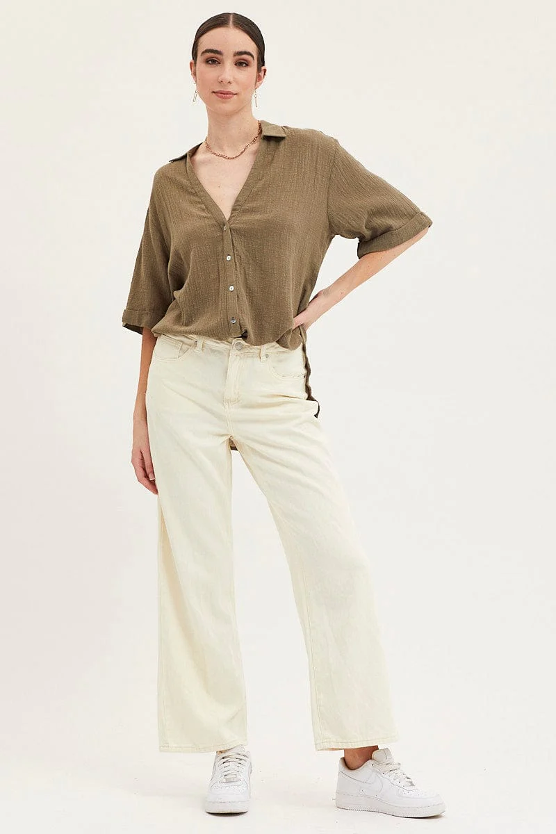 Green Shirt Top Short Sleeve - Image 2