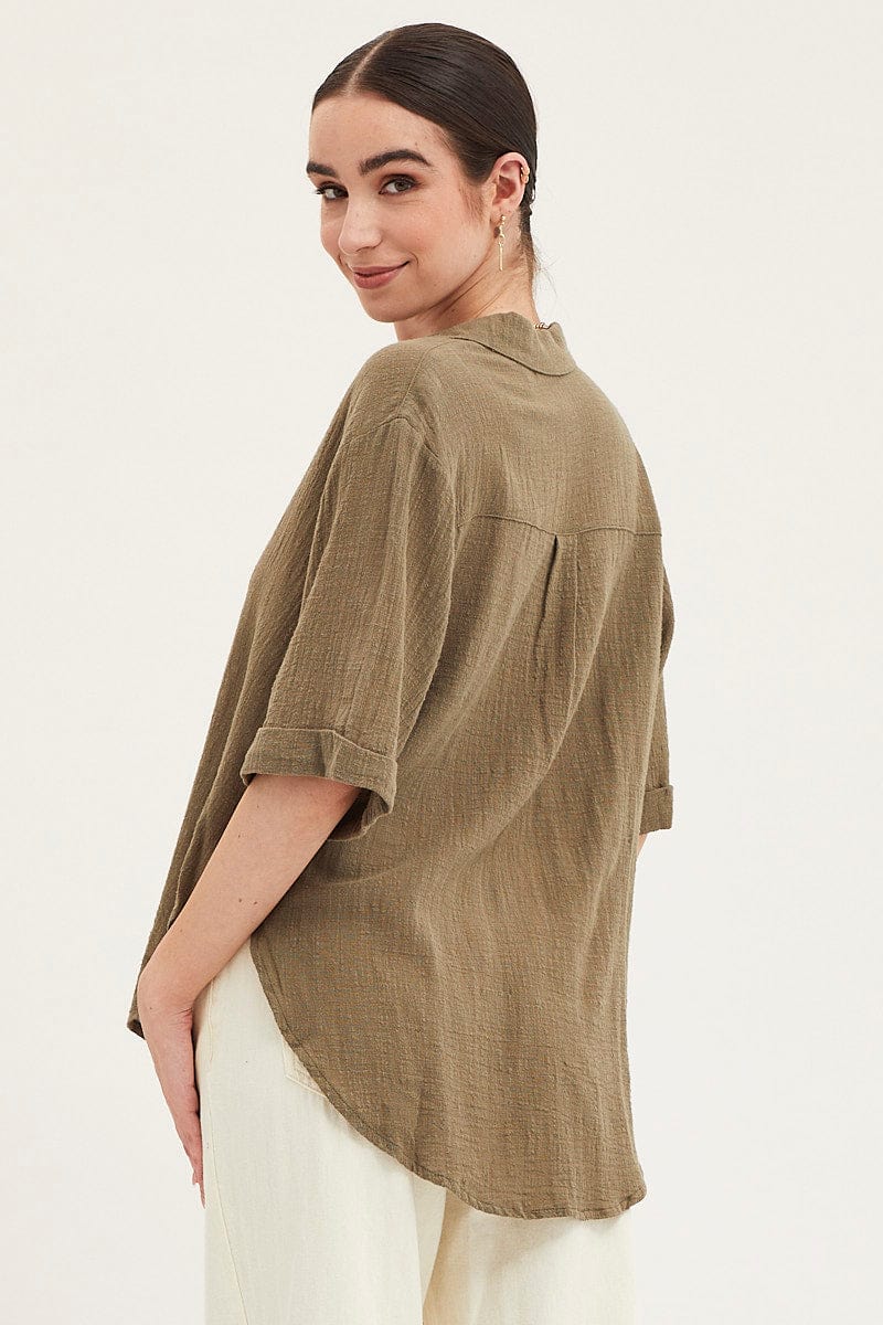 Green Shirt Top Short Sleeve - Image 5