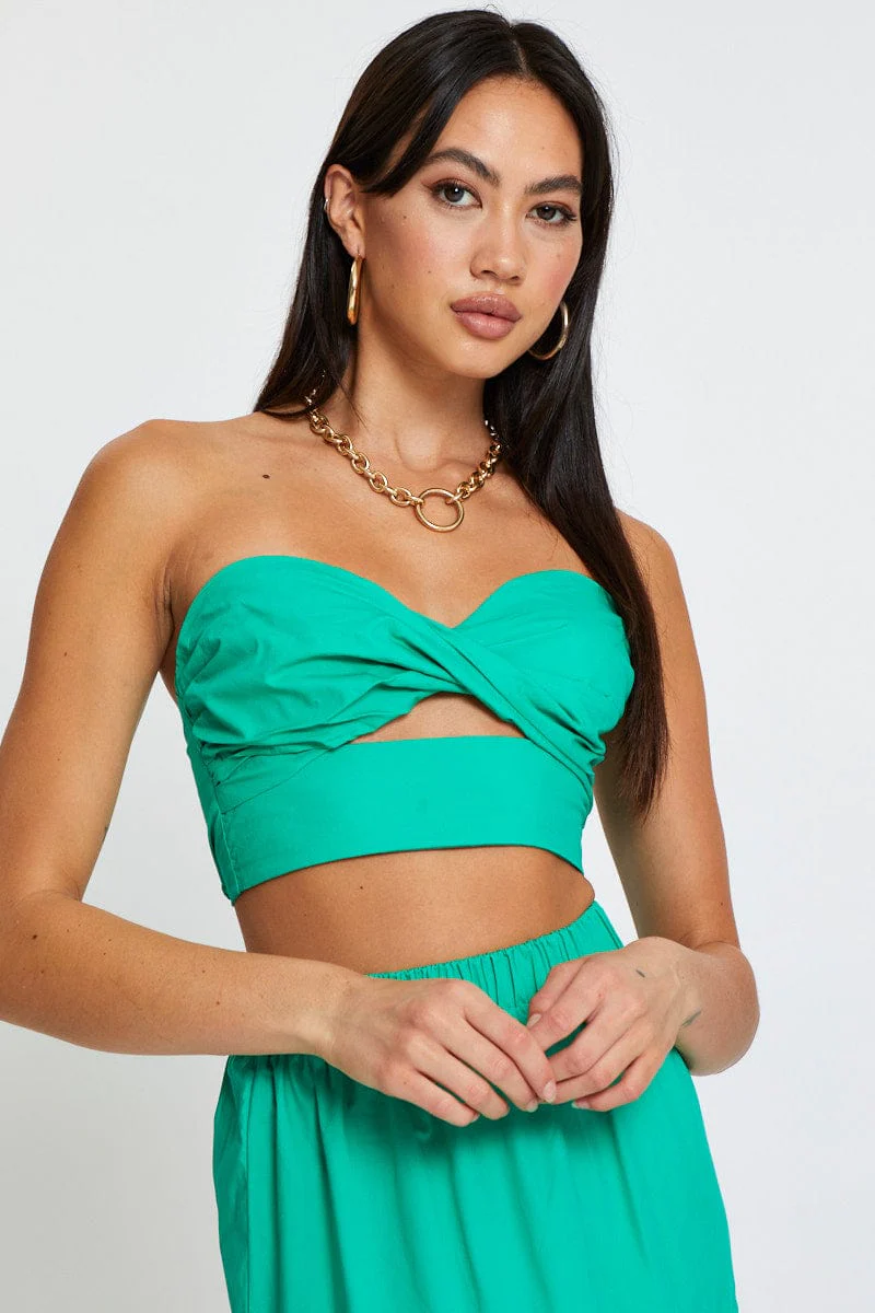 Green Singlet Top Crop - Image 3