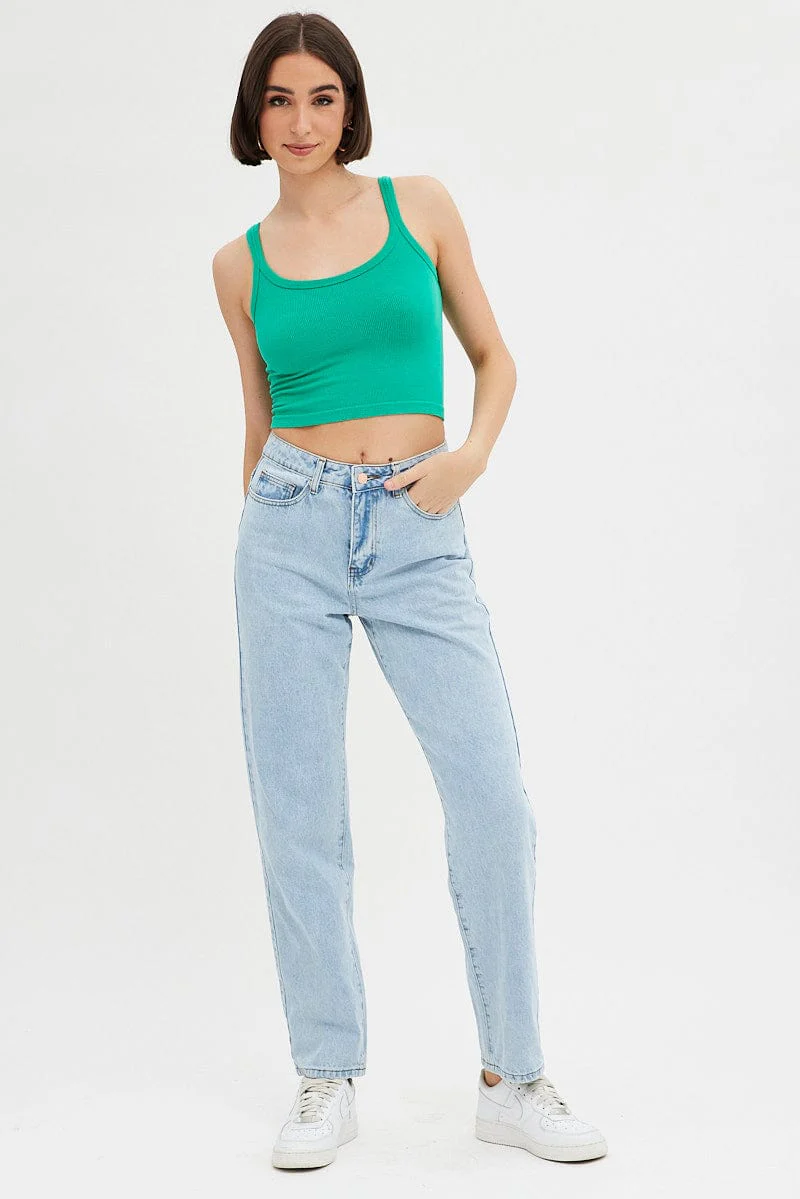 Green Singlet Top Round Neck - Image 2