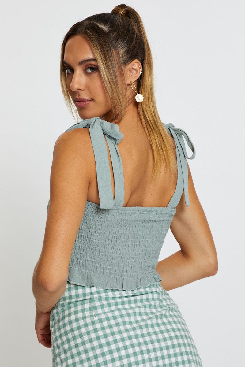 Green Singlet Top Sleeveless Tie Up - Image 5