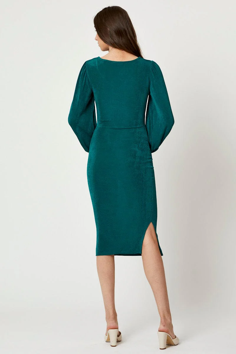Green Slinky Jersey Cut Out Dress - Image 4