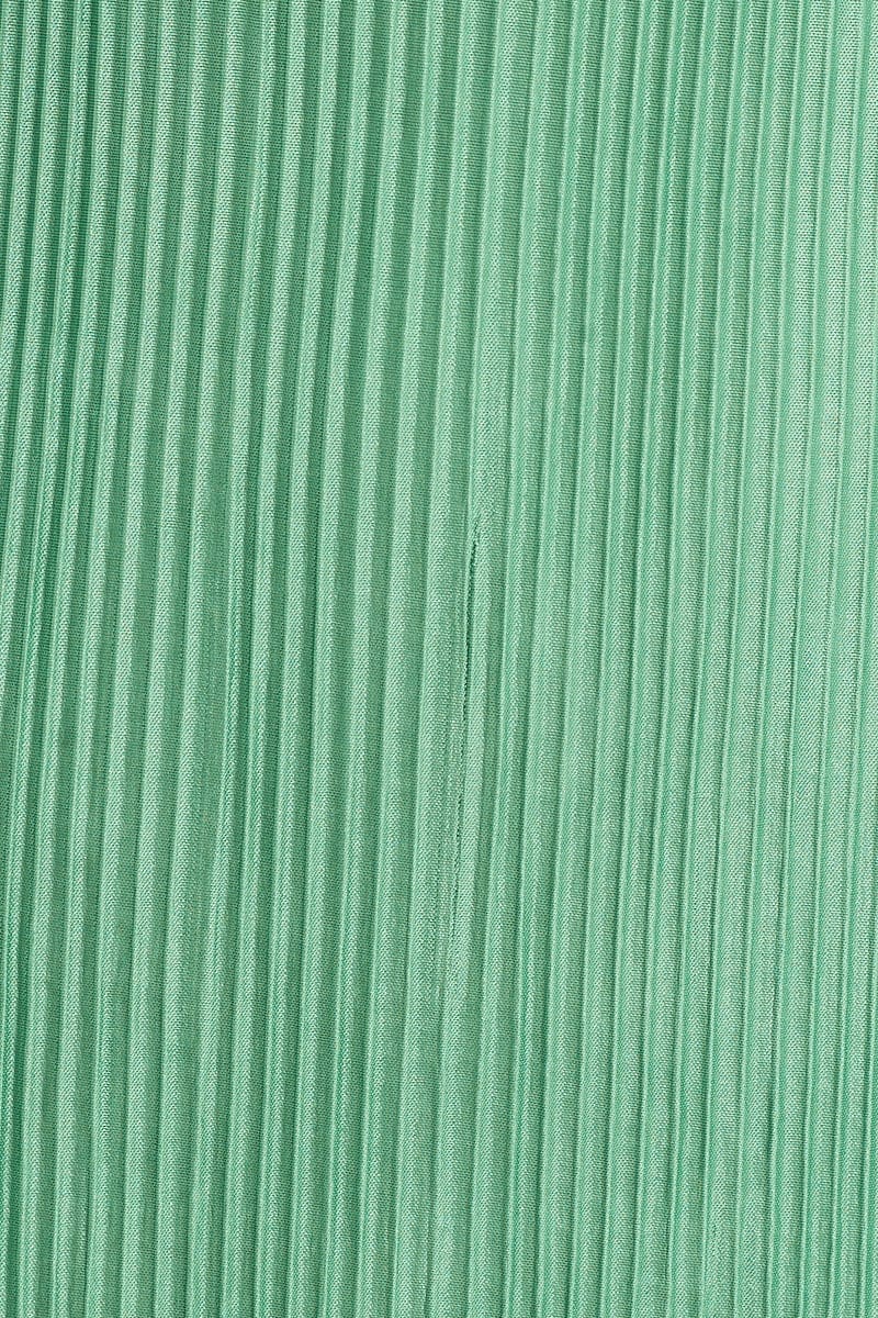 Green Slip Dress Midi Plisse Satin - Image 7