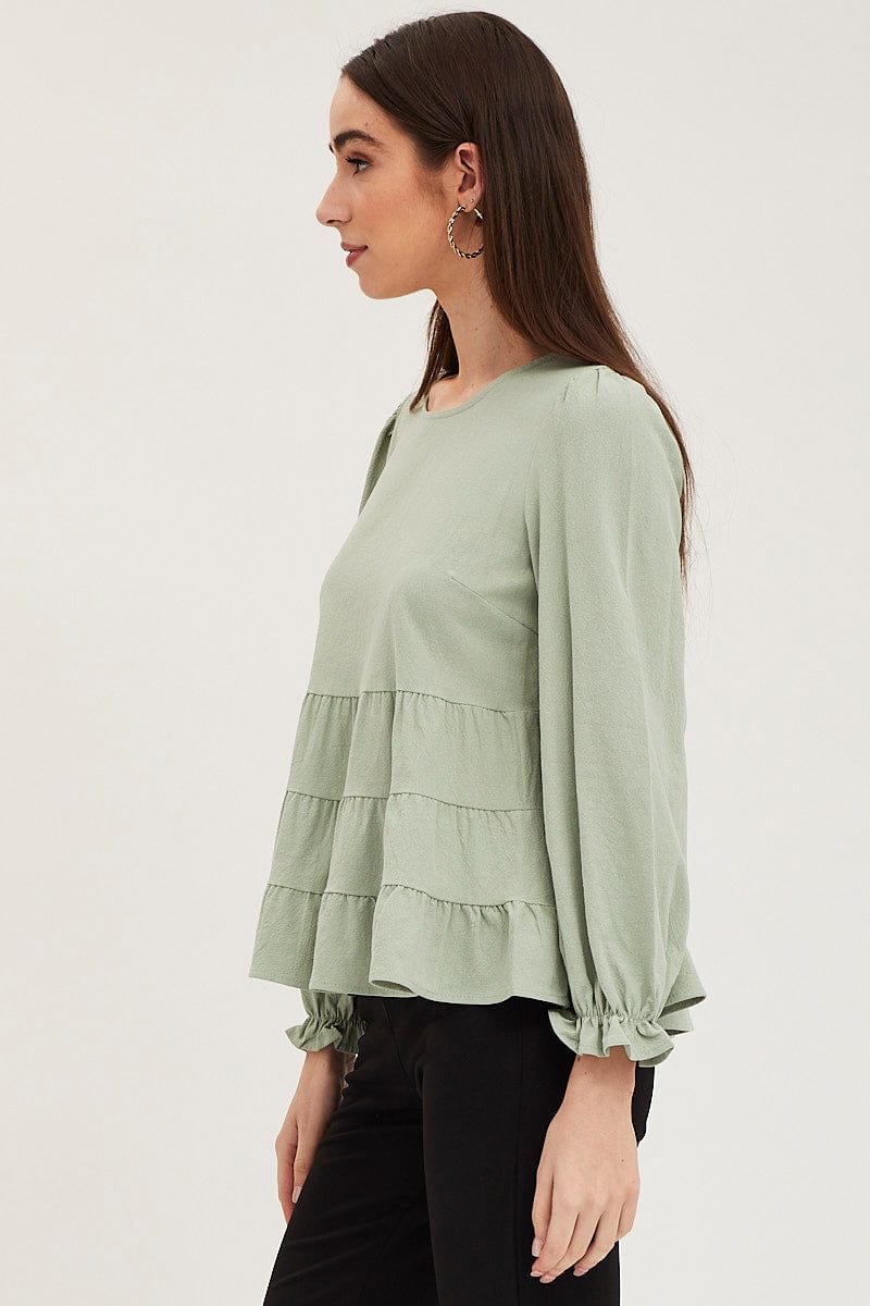 Green Smock Top Long Sleeve - Image 4