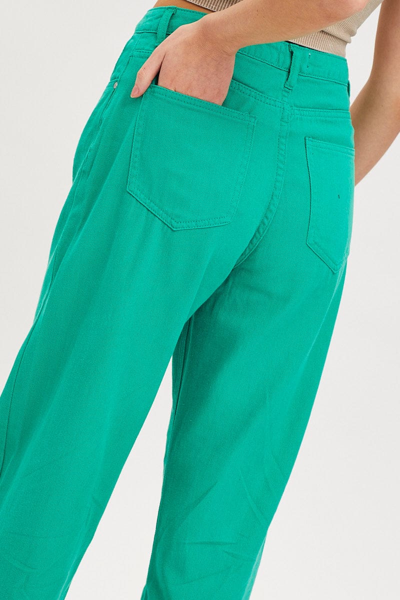 Green Straight Denim Jeans High Rise - Image 6