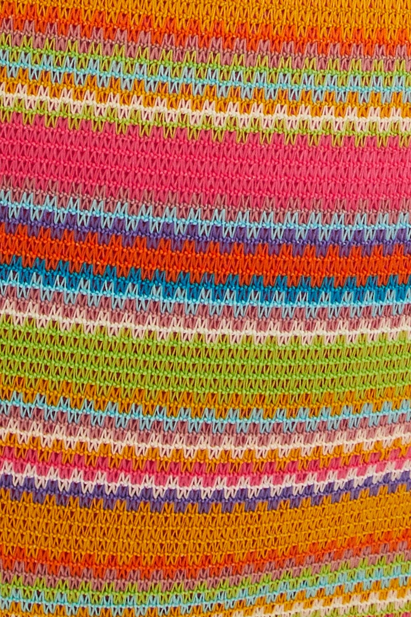 Green Stripe Halter Dress Mini Bodycon Crochet - Image 6