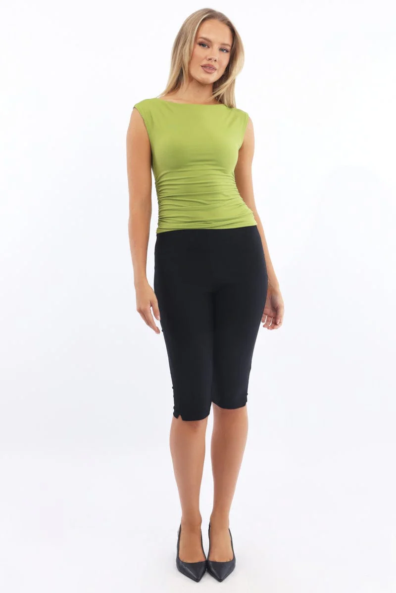 Green Supersoft Top Side Ruched Sleeveless - Image 2