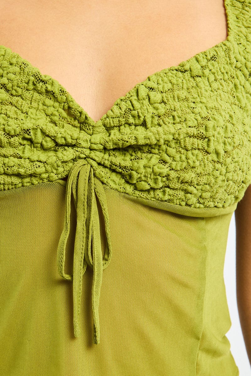 Green Sweetheart Neck Top Mesh - Image 5