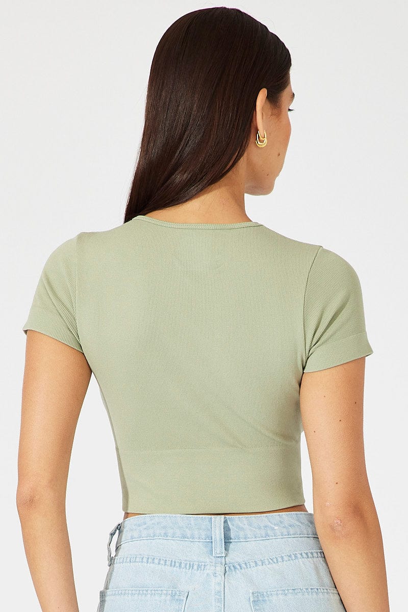 Green T Shirt Short Sleeve Crew Neck Seamless - Image 5