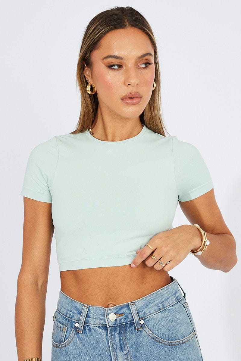 Green T-Shirt Short Sleeve Crew Neck Seamless - Image 2