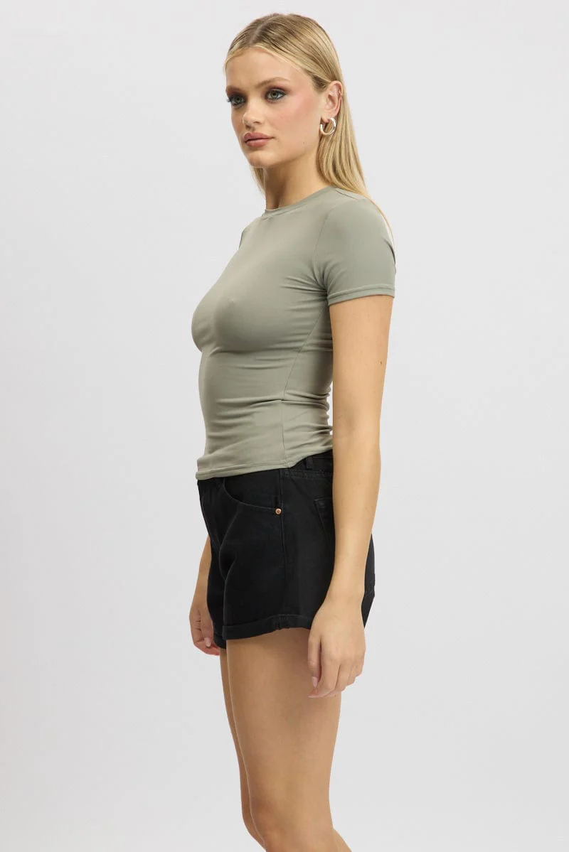 Green T-Shirt Short Sleeve Crew Neck Supersoft - Image 4